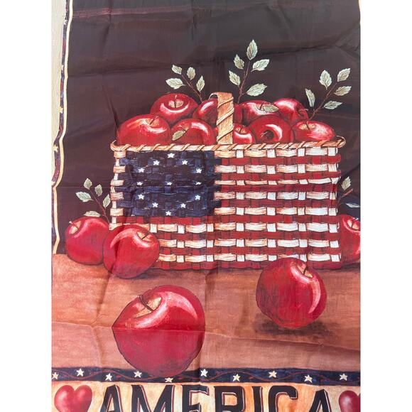 Vintage Outdoor Porch Flag American Flag Basket of Red Apples Patriotic JL - Picture 2 of 9